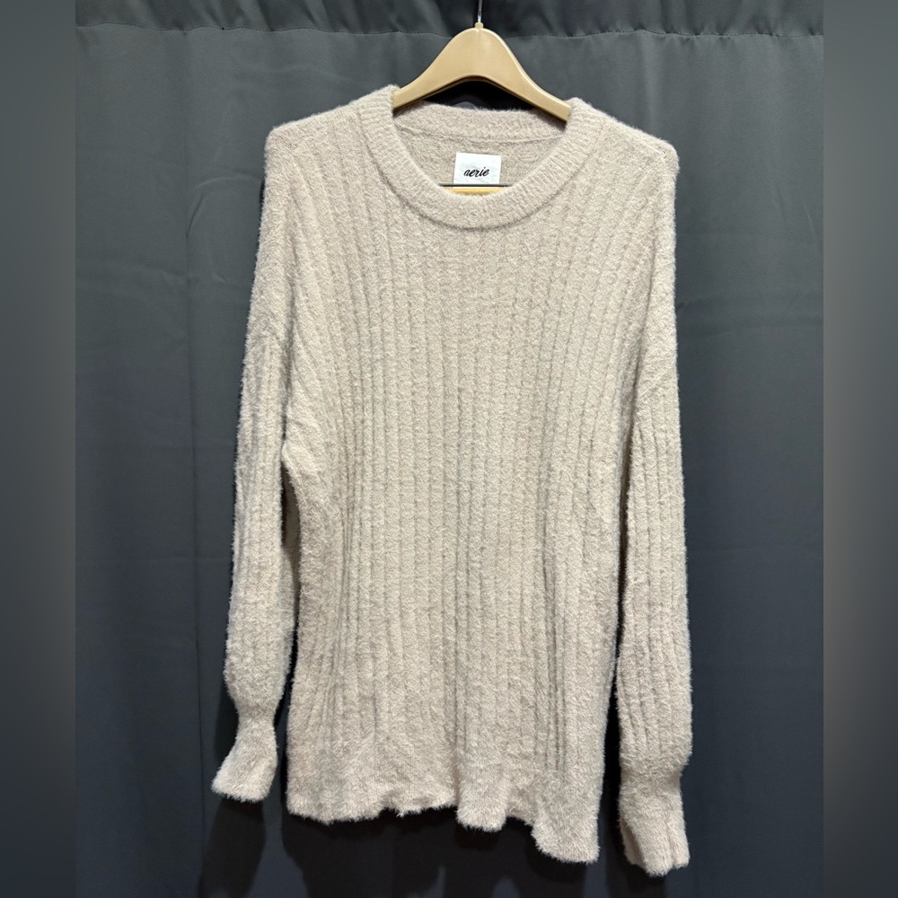 Aerie Soft Cream Ribbed Sweater